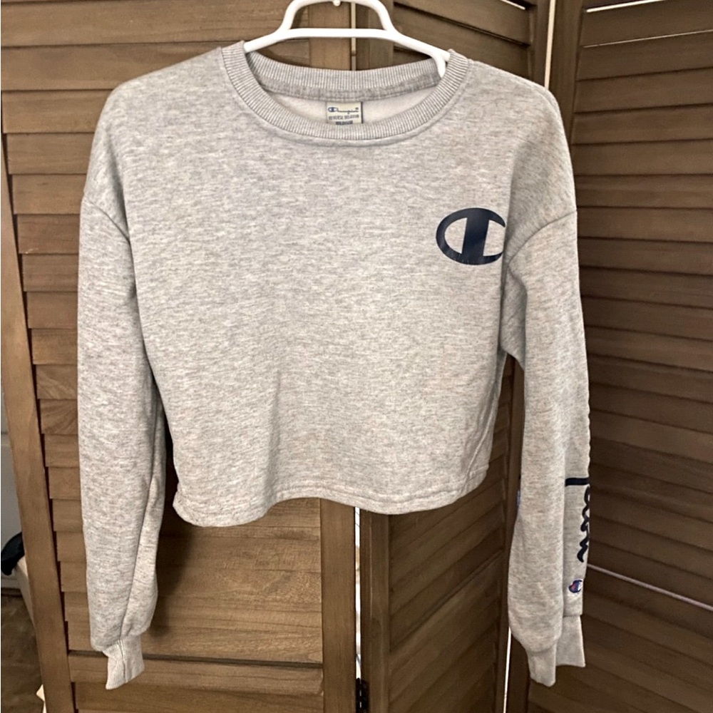 Champion Heather Gray Cropped Crewneck